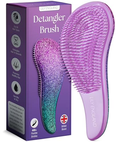 detangler-bürste für locken, glattes, dickes und dünnes haar - lily england pink/lila