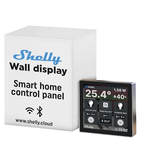 Shelly Wall Display Schwarz | WLAN Bluetooth Bedienfeld | 5-A-Schalter Farbdisplay