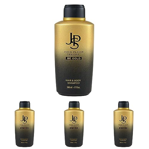 jps be gold shampoo für haar und körper, john player special, 4er pack 500 ml