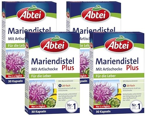 Abtei Mariendistel Plus Artischocke - 30 Kapseln, unterstützt Leberfunktion, Fettverdauung