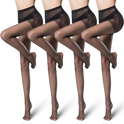 strumpfhosen damen schwarz 4 stück hohe taille feinstrumpfhose 20 den elastisch blickdicht