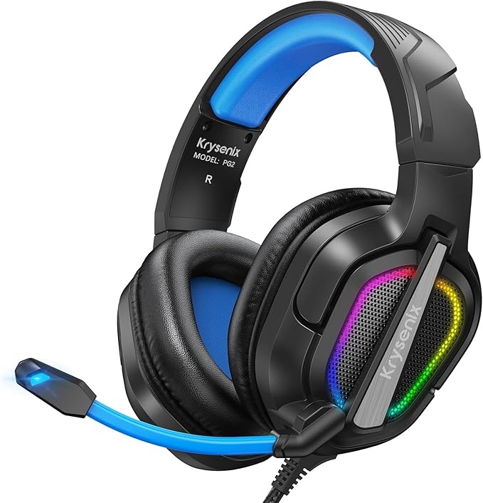 krysenix pg2 rgb gaming headset ps4 ps5 pc nintendo switch xbox mikrofon 3.5mm schwarz blau