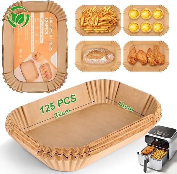 lxudn backpapier für heißluftfritteuse 22x14cm, 125 stück, air fryer zubehör