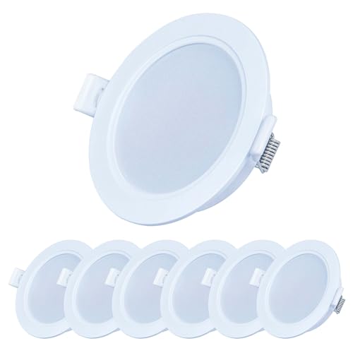 yjY light einbaustrahler flach 5W 500lm 6000K kaltweiß 26mm einbautiefe 6 stück