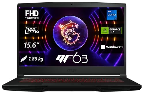 msi gf63 gaming laptop 15,6 zoll fhd 144hz intel i5 16gb 512gb ssd rtx 2050 windows 11