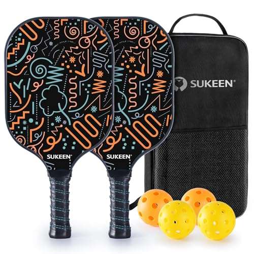 sukeen pickleball schläger set 2pcs fiberglass paddel mit tasche für anfänger profis