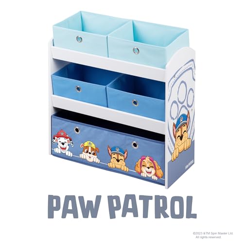 spielregal roba paw patrol aus holz mit 5 boxen - montessori aufbewahrung weiß grau