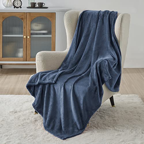bedsure kuscheldecke fleecedecke grau blau 150x200cm, warme sofadecke xl