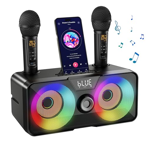 karaoke maschine k317 mit 2 mikrofonen, tragbares bluetooth pa-lautsprechersystem für partys