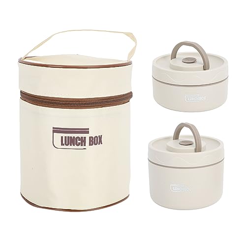bento-box, lunch-bento-box, wärmeisolierte lunchbox aus edelstahl, tragbare lebensmittelbehälter, beige