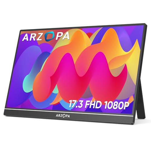 portabler monitor 17.3 zoll 1920x1080 fhd ips mit standfuß hdmi usb c von arzopa