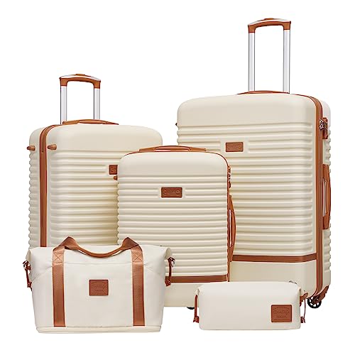 coolife koffer trolley abs hartschale 4 rollen tsa-schloss mit reisetasche und kulturbeutel