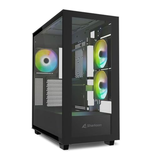 Produktbild: sharkoon rebel c60 rgb gehäuse atx, 4x rgb-lüfter, glasfenster, usb-c, 360 mm radiator