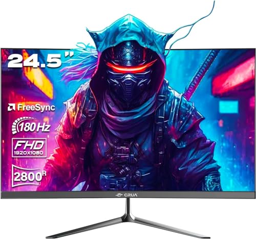 crua gaming-monitor 24.5 zoll 180hz 1080p 1ms free sync mit vesa hdmi displayport schwarz