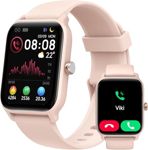 smartwatch damen mit telefonfunktion, alexa 1,8" fitnessuhr, herzfrequenz, spO2, schrittzähler, IP68 wasserdicht