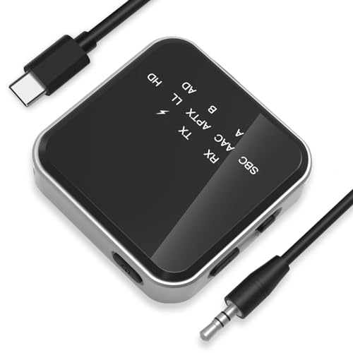 bluetooth audio adapter 2 in 1 5.2 receiver mit 3.5 mm kabel für tv pc lautsprecher schwarz