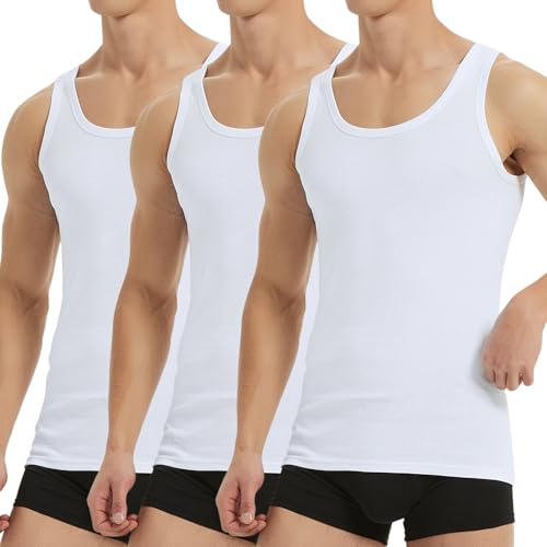falechay unterhemd herren tank top baumwolle 3er pack ärmellos weiß 5xl
