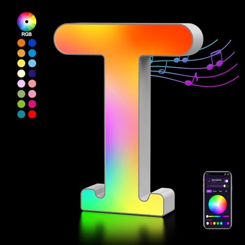 led buchstaben lichter alphabet dimmbar app-kontrolle usb-netzteil dekoration valentinstag - buchstaben t