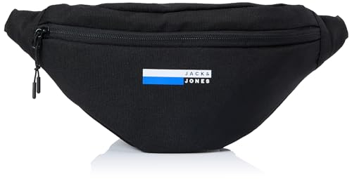 jack&jones herren bauchtasche jaccris, schwarz mit electric blue lemonade details