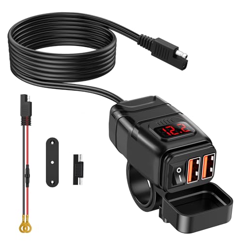 zexmte usb socket 12 v motorrad 6.4 a quick charge mit schalter und voltmeter