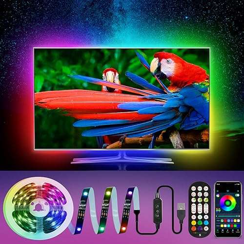 led tv hintergrundbeleuchtung huemihui 5m dream color mit fernbedienung, usb für 65-75 zoll