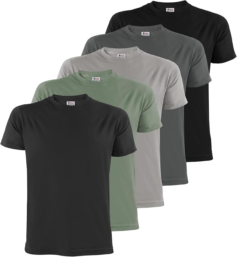 Produktbild: ALPIDEX Herren T-Shirts einfarbig Rundhals 5er Set in Größe L Farbe Storm