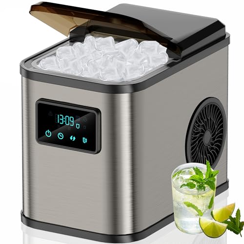 KeeGone eiswürfelmaschine edelstahl mit led-display, 2l tank, 2 größen, inkl. schaufel und korb