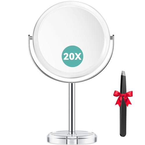 auxmir doppelseitiger kosmetikspiegel 1x/20x mit 360 schwenkbar und reisefunktion