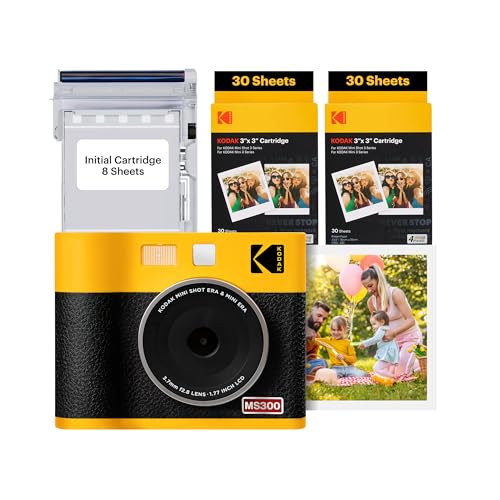 KODAK Mini Shot 3 ERA 2-in-1 Sofortbildkamera und Fotodrucker, Gelb, 8 Blatt