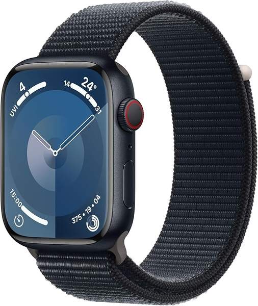 apple watch series 9 smartwatch 45 mm gps cellular mit sport loop blutsauerstoff ekg