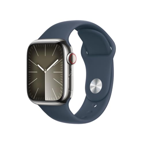 Produktbild: apple watch series 9 41mm silber gps cellular edelstahlgehäuse mit sportarmband M/L