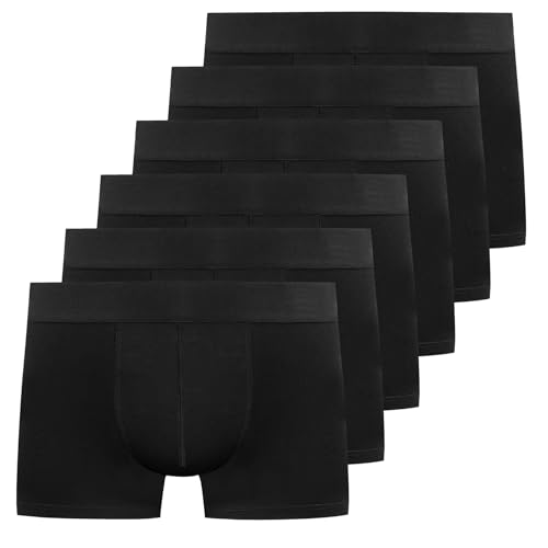 YouShow Herren Boxershorts Schwarz 6er Pack Baumwolle Retroshorts Unterwäsche M