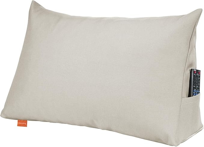 Rückenkissen Keilkissen 70 cm, Lendenkissen für Bett und Sofa, beige, waschbar