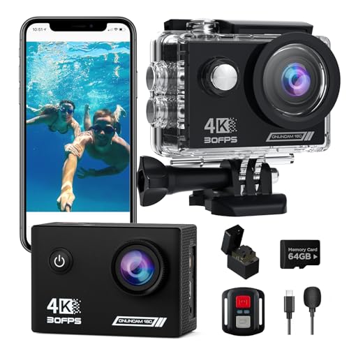 4K action cam timnut mit wifi, 20MP, 40m wasserdicht, 2 akkus, 64G sd karte, zubehör