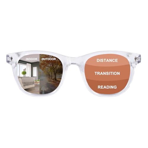 Photochrome Multifokus Lesebrille, Blaulichtfilter Computerbrille für Damen und Herren