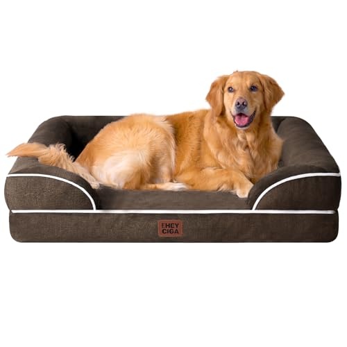 EHEYCIGA orthopädisches hundebett groß für große hunde, 112x81cm, waschbar, braun