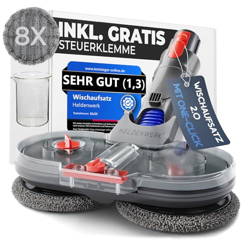heldenwerk wischaufsatz für dyson v7 v8 v10 v11 v15 mit wassertank und 8 mopps