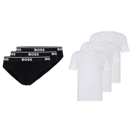 boss slips schwarz 001 und t-shirt weiß 100 m set
