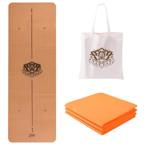 EKE Kork-Falt-Yogamatte 5 mm faltbar leicht ideal für Yoga Pilates Fitness