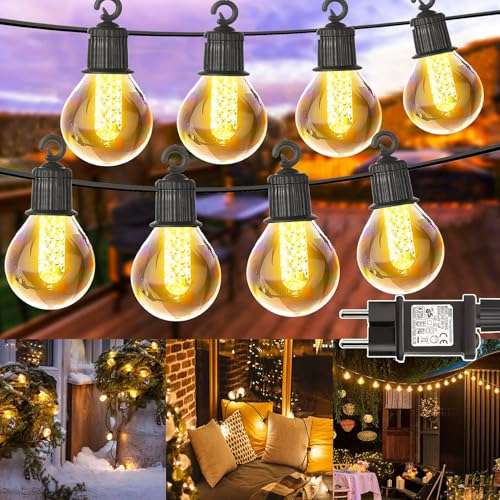 yowin lichterkette innen 12m 30 led stecker 8 modi wasserdicht für party balkon garten