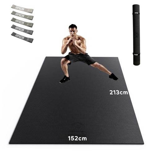 HAPBEAR Yogamatte XXL 213cm x 152cm, rutschfest, 8mm dick, PVC, gymnastikfreundlich