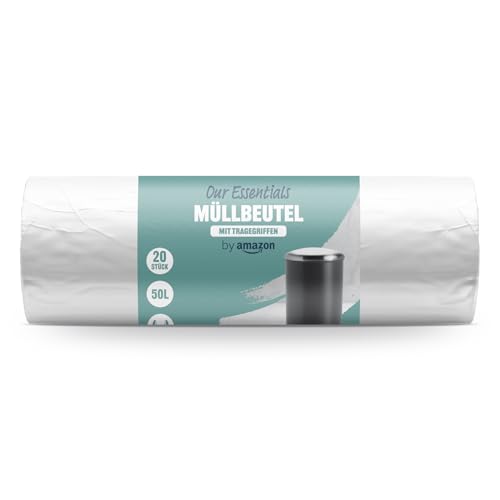 Müllbeutel 20 x 50l by Amazon, starke Abfalltaschen für Haushalt und Garten