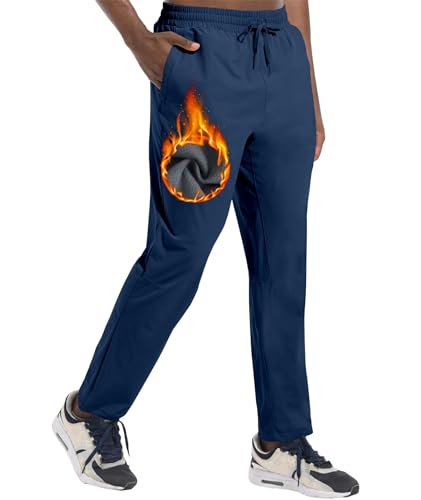 Boyzn Herren Fleece Skihose Winter mit Reißverschlusstaschen, warme Sweatpants navy-L