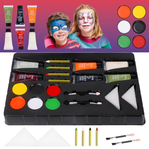 aomig kinderschminke set, waschbare gesichtsfarben für halloween, karneval, cosplay
