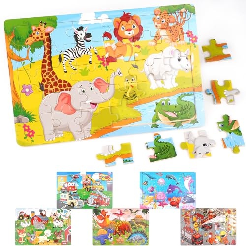 holzpuzzle für kinder 6er-set, 30 teile lernspielzeug für 3-6 jahre