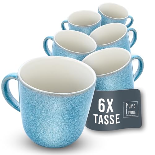 steingut kaffee- und teetassen set 6 pers. ibiza in blau, mikrowellen- und spülmaschinenfest