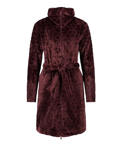 hunkemöller badezimmer zip fleece bademantel windsor wine xs/s