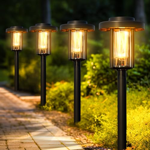 Produktbild: solpex solarlampen 4 stück led solar gartenbeleuchtung wasserdicht warmweiß
