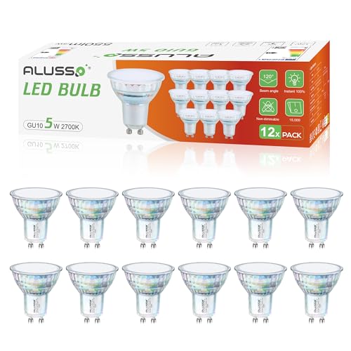 gu10 led 5w warmweiß 2700k 12er pack, ersetzt 70w halogen, nicht dimmbar