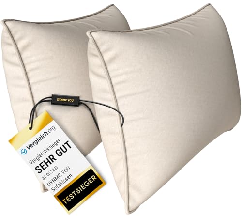 sofakissen beige 40x60 cm 2er set mit füllung und bezug, oekotex zertifiziert, dekokissen couch